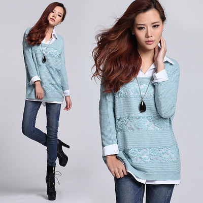 时尚与舒适并存 罗衣2013新款春装镂空蕾丝拼接针织衫评测